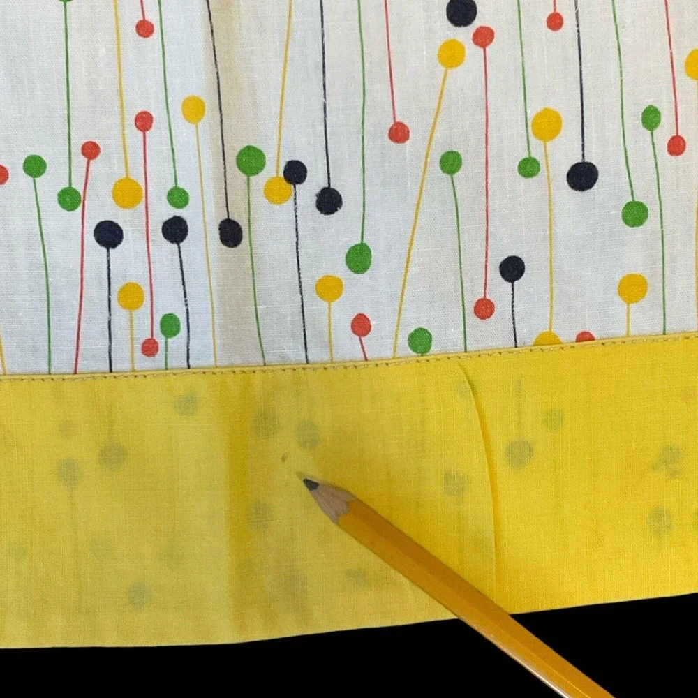 Vintage Apron Handmade Pockets Yellow Framed Geometric‎ Stick and Ball